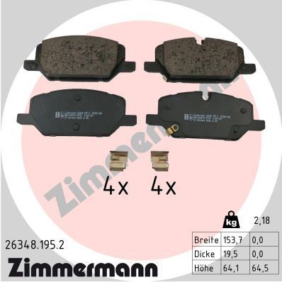 Zimmermann Bremsbelagsatz, Scheibenbremse 26348.195.2 FüR Opel-image