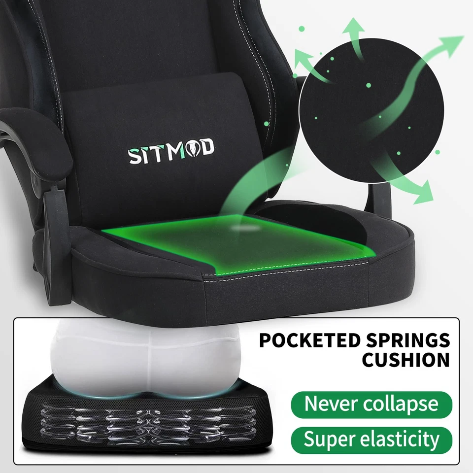 Gaming Chair, Video Gaming Chairs for Adults, Fabric Comfortable Computer Chair - Image 4 of 4
