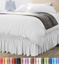 Wrap Around Ruffle King Size Bed Skirt Adjustable Buckle Elastic Belt for...