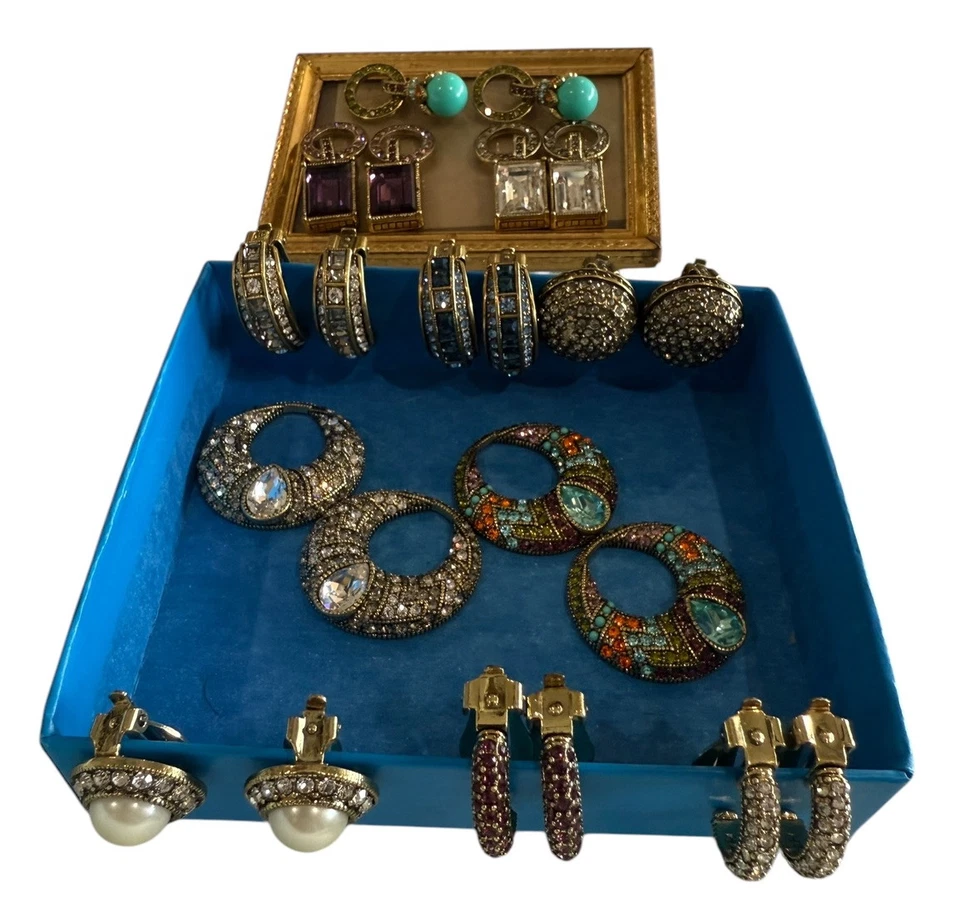 Heidi Daus Sparkling Interchangeable Clip On Earring Wardrobe Large Lot - Image 2 of 4