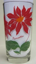 Poinsettia  Peanut Butter Glass Glasses Drinking Kitchen Mauzy 85-6