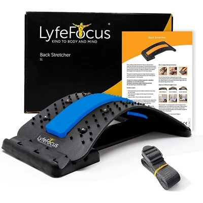 LyfeFocus Premium Back Stretcher & Acupressure for Back & Neck Pain (Blue)