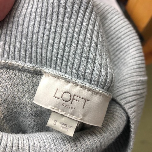 Ann Taylor LOFT maglione donna bufalo a quadri manica 3/4 girocollo grigio piccolo - Foto 4 di 4