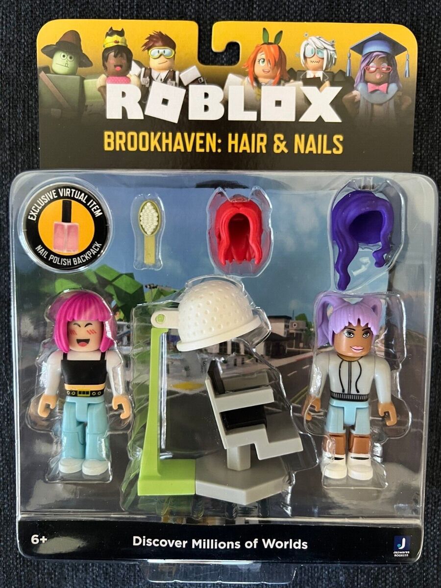 Roblox Collection Brookhaven Hair & Nails 3 Action Figures w