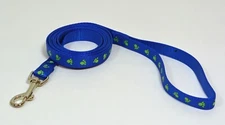 NEW Saf-T-Paw 6' Long Dog Nylon Leash Lead Paw Printed Blue Small 5/8" W