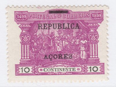 Portugal Acores Azoren 1911-12 Optd REPUBLICA 10r MH* A27P29F23749