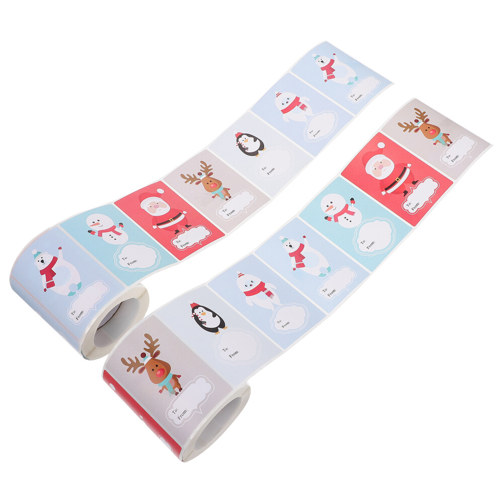 2 Rolls Label Cute Christmas Name Tags Stickers Cartoon Presents
