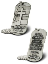 American Soldier Antique Dog Tag Necklace-Joshua 1:9 (4 Pack)