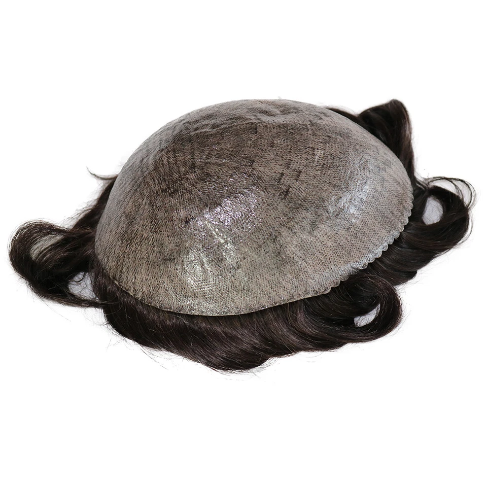 Full Poly Mens Toupee 8x10 Injected PU Human Hair Capillary Prosthesis Thin Skin - Image 4 of 4