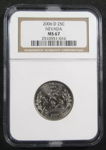 2006-D 25c Nevada NGC MS67. Fresh ultra-gem quarter. (325098)