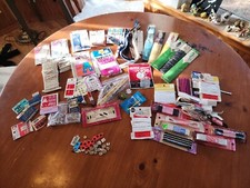 Vtg New  Used Misc Lot of Sewing Items Needles, Snaps, Hooks, Zippers, Elastic 