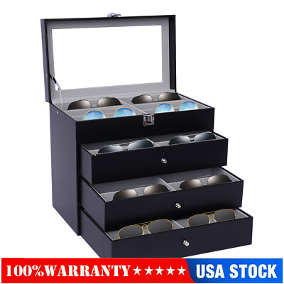 24-Slots Multiple Glasses Organizer Eyeglass Sunglass Storage Box Display Holder