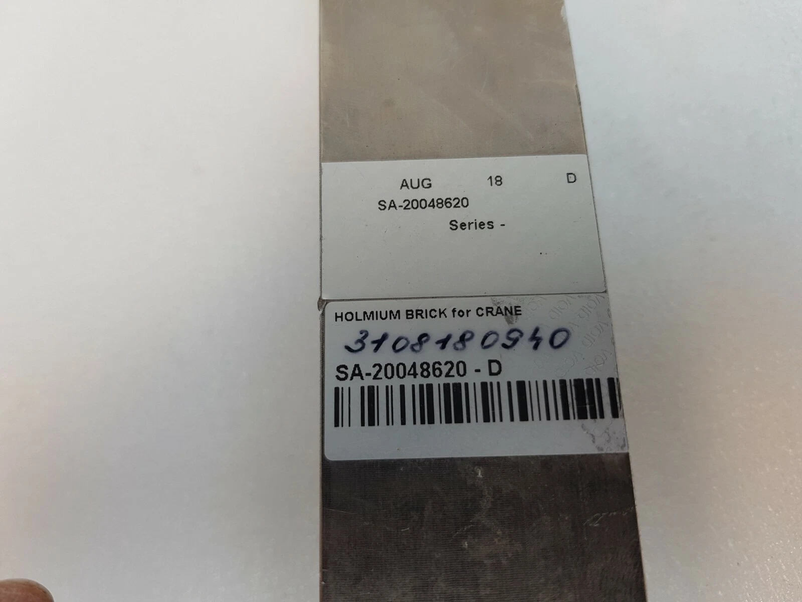 Labels: AUG 18 D SA-20048620 and HOLMIUM BRICK for CRANE SA-20048620 - D
