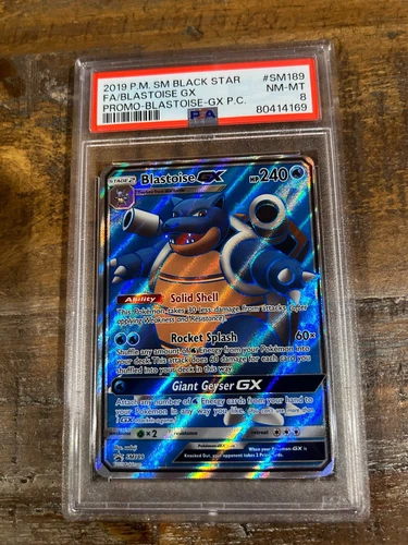 POKEMON 2019 SM Promo GX Prem Collection Full Art BLASTOISE GX #SM189 PSA 8