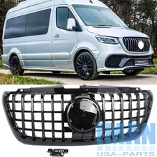 Black GT Style Grill Front Bumper Grille For Mercedes Sprinter W907 W910 2018+