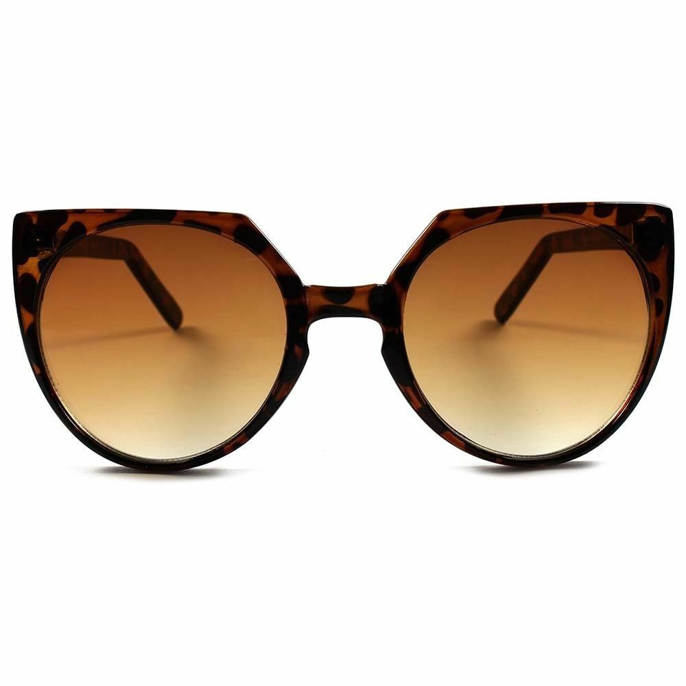 Stylish Retro Tortoise Womens Oversized Cat Eye Round Brown 