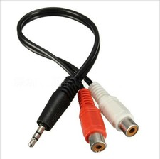 3.5mm 1/8" Stereo Female Mini Jack To 2 Male RCA Plug Adapter Audio Y Cable 30cm