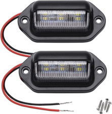 2PCS Red LED License Plate Lights 12-24V Waterproof 6-SMD Truck SUV RV Boat