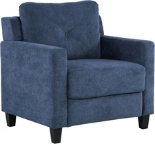 Horatio Transitional Wood and Chenille Fabric Upholstered Chair in Navy