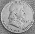1- 1954 D Franklin half dollar coin