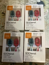 (4) NumNum Pre-Spoon GOOtensils Baby Spoon Set (6+ Months) BPA Free Silicone