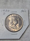 1950-D Silver Franklin Half Dollar - FBL - Choice Gem Brilliant Unc+