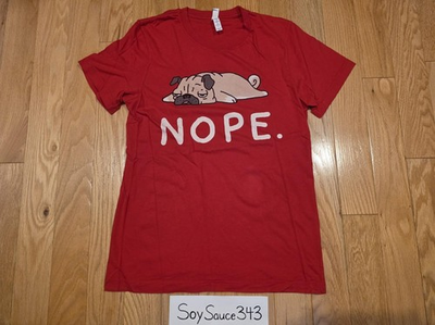 #ad #ad WOOT SHIRT DOUBLE NOPE FUNNY PUG DOG ART RED TEE SHIRT SIZE MEDIUM $16.19