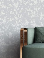Newroom Vliestapete Grau Weiß Blumen Floral Landhaus Modern Wohnzimmer Glanz