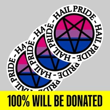 "Hail Pride!" 3 Bisexual Satanic Sticker Pack (5 inches)