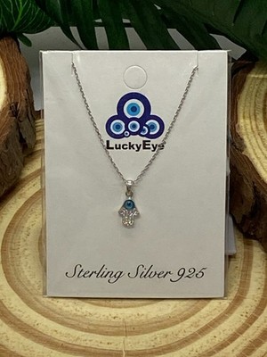 925 Sterling Silber Hamsa Anhänger & Halskette #9987