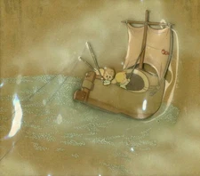 Original Courvoisier Cel of Wynken, Blynken, and Nod with Original Photostat fro