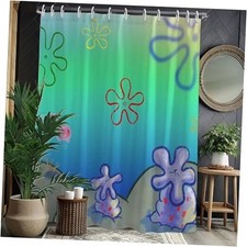 Green Ocean Shower Curtains,Cool Cartoon Anime 72"W x 72"L Pack of 1 Blue