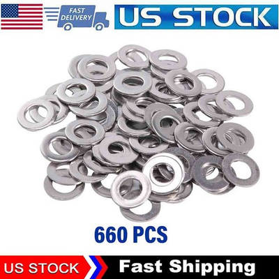 #ad #ad New 304 Stainless Steel Washers Flat Washer Assortment Set Value Kit660 Pieces $5.11
