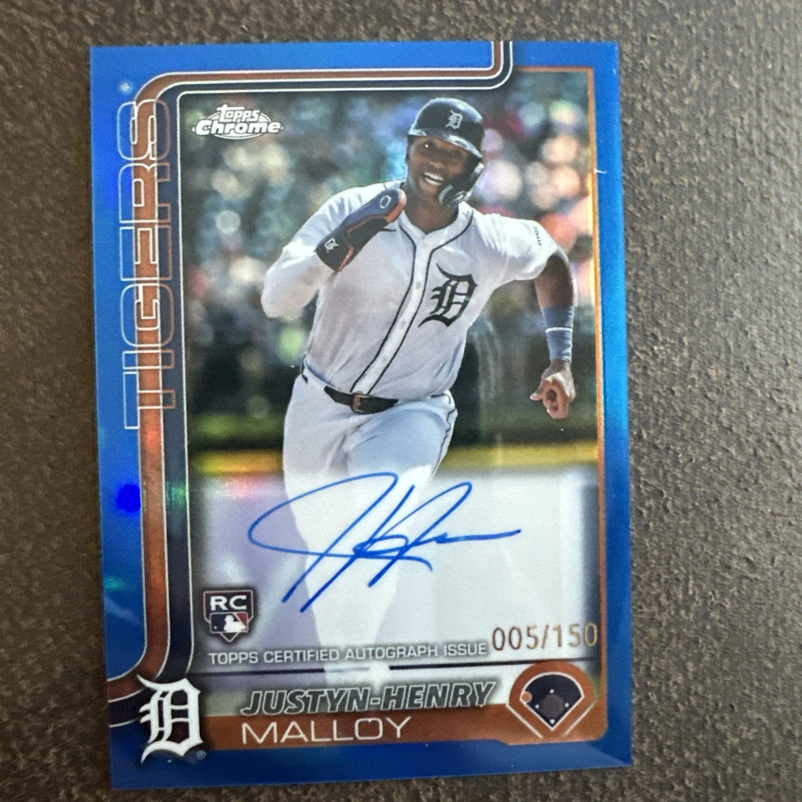 2025 Topps Chrome JUSTYN-HENRY MALLOY Blue Auto /150 Rookie RC Detroit Tigers
