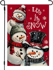 Christmas Snowman Garden Flag 12X18 Inch Double Sided Red Xmas Let It Snow Decor
