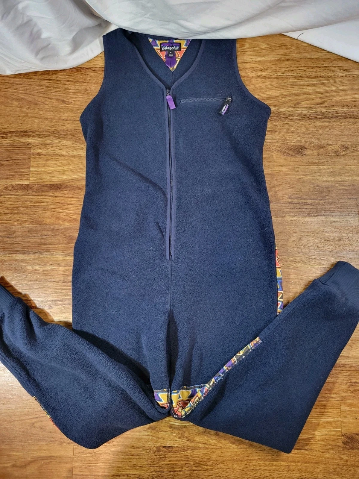 Patagonia Women's Synchilla Patched Jumpsuit Size M Navy