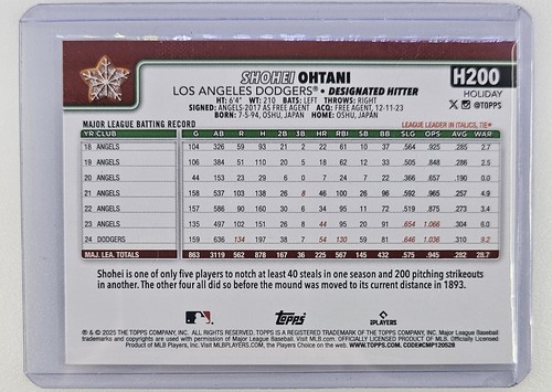 2025 Topps Holiday - Shohei Ohtani #H200 - Red Back Variation SP Insert - RARE