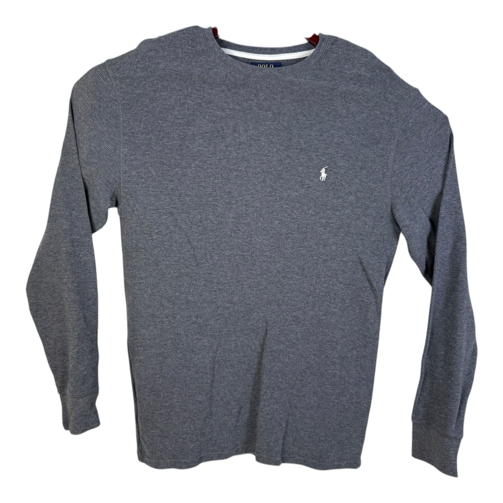 PONY Polo Ralph Lauren maglia waffle termica girocollo camicia casual uomo grande grigia