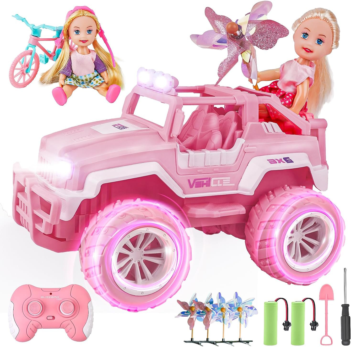 Remote Control Car for Girls - 1:16 Pink RC Jeep Set with 2 
