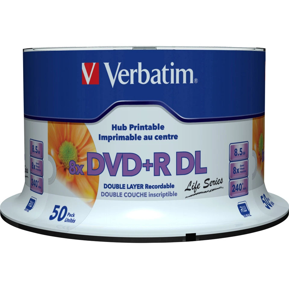 Verbatim 97693 DVD+R DL Rohling 8.5 GB 50 St. Spindel Bedruckbar - Bild 2 von 2