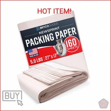 Bryco Goods Newsprint Packing Paper Sheets for Moving - 5lb - 160 Sheets of News