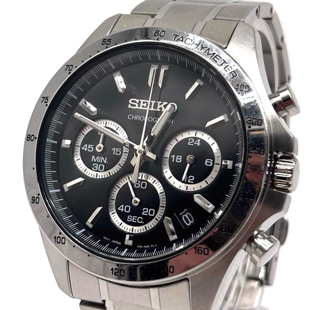 【箱コマ有】SEIKO 8T63-00D0 SBTR009 クロノグラフ 日付 SEIKO Selection SBTR009 8T63-00D0 Chronograph Black D… - Gem