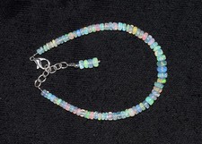 Natural Ethiopian Wello Fire Opal Gemstone Fire Beads 7.5''Bracelet AF0240