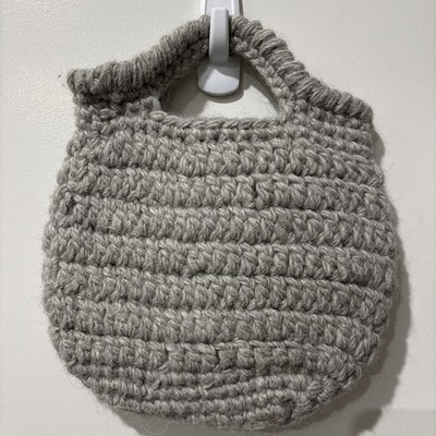 Handmade Small Bag Beautiful Light Gray  Wool Bag Width 8'' x Hight 9''