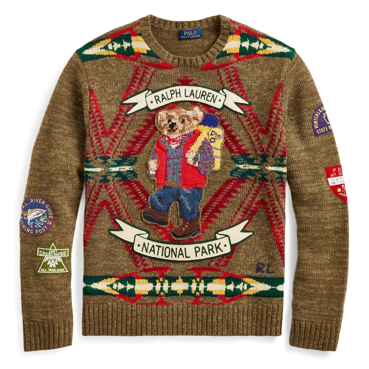 RARE POLO BY RALPH LAUREN HIKING BEAR OUTDOORS SWEATER MENS SZ M AUTHENTIC GRAIL