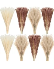 Janinka 200+Pcs Dried Pampas 17 Inch Nature Dried Fluffy Fall Boho Decor