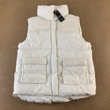 Threadbare Women's Size 10 Tall Off White Apple Padded Teddy Trim Vest Nwt