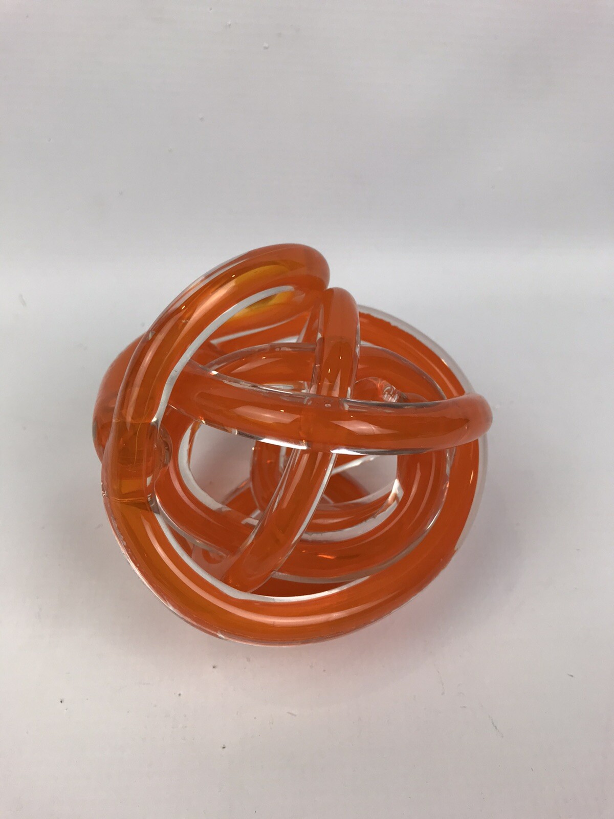 Twisted Art Glass Knot Murano Style Heavy Thick Glass Orb Knot Tabletop