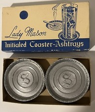 Vintage Lady Mason Initialed (S) Coaster Ashtrays - Set Of 8 Made In USA