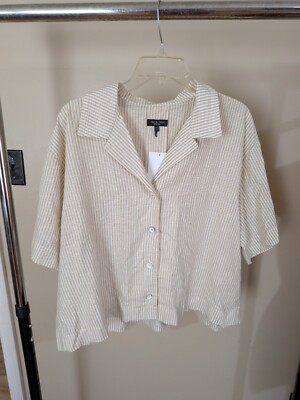 Rag & Bone Women White Button Down Short Sleeve Shirt Size Medium NWT